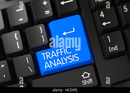 Blaue Traffic Analyse Taste auf Tastatur. 3D. Stockfoto