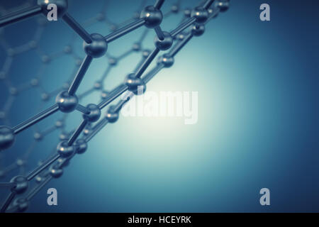 Rendern von Nanotechnologie hexagonalen geometrische Form close-up, Konzept Graphen Atomstruktur, molekulare Stockfoto