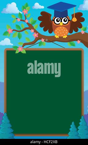 Zweig mit Schoolboard und Eule - eps10 Vektor-Illustration. Stock Vektor