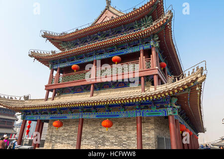 Wachturm auf Xian Stadt Wände, Shaanxi, China Stockfoto