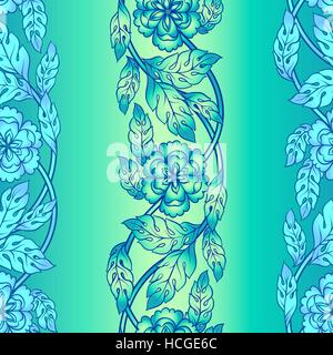Vektor nahtlose Hintergrund mit floralen Niederlassungen. Komplizierte Ornament verdrehte Blumen gemacht Stock Vektor