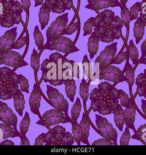 Vektor nahtlose Hintergrund mit floralen Niederlassungen. Komplizierte Ornament verdrehte Blumen gemacht Stock Vektor