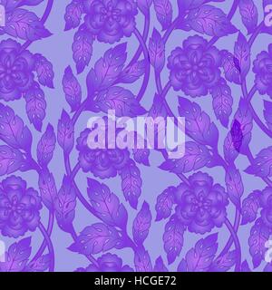 Vektor nahtlose Hintergrund mit floralen Niederlassungen. Komplizierte Ornament verdrehte Blumen gemacht Stock Vektor