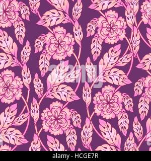 Vektor nahtlose Hintergrund mit floralen Niederlassungen. Komplizierte Ornament verdrehte Blumen gemacht Stock Vektor