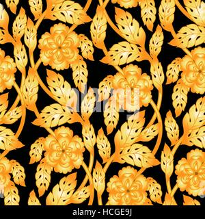Vektor nahtlose Hintergrund mit floralen Niederlassungen. Komplizierte Ornament verdrehte Blumen gemacht Stock Vektor