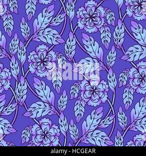 Vektor nahtlose Hintergrund mit floralen Niederlassungen. Komplizierte Ornament verdrehte Blumen gemacht Stock Vektor