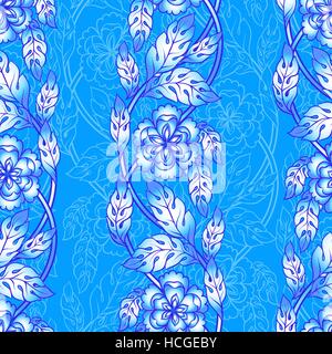 Vektor nahtlose Hintergrund mit Grenzen. Komplizierte Ornament verdrehte Blumen gemacht Stock Vektor