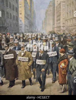 Treffen der Arbeitslosen in New York während der Weltwirtschaftskrise - 1930 Stockfoto