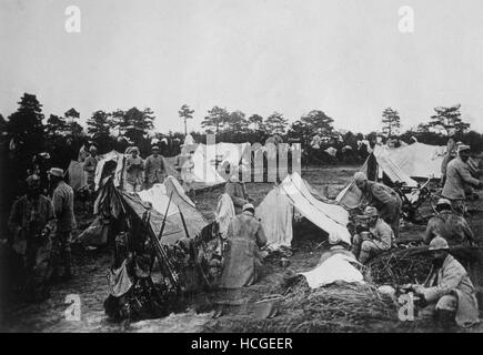 Militärische Biwak in der Somme, Erster Weltkrieg Stockfoto