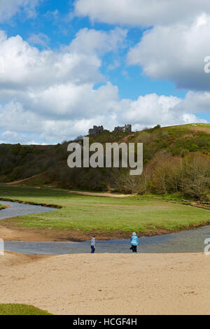 Pennard Castle, Three Cliffs Bay, Gower, Wales, UK Stockfoto