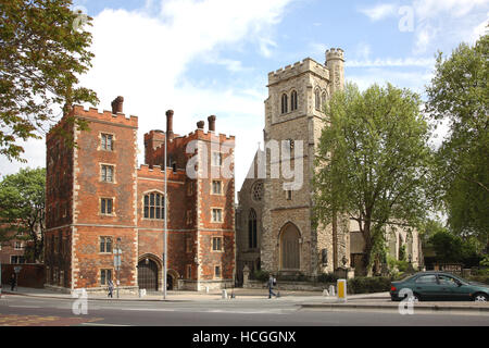Tudor Torhaus, Lambeth Palace, die offizielle Londoner Residenz des Erzbischofs von Canterbury. England, UK Stockfoto