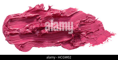 dunkel rosa Lippenstift Strich auf dem weißen Hintergrund isoliert. Stockfoto