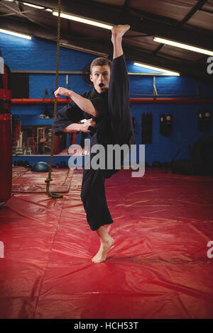 Karate Spieler darstellende Karate Haltung Stockfoto