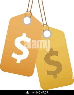 Shopping-Tag mit Dollarzeichen Symbol, flaches Design. Tags, Label isoliert auf weißem Hintergrund. Vektor-Illustration, ClipArt-Grafiken. Stock Vektor