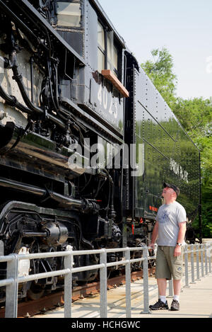 Union Pacific "Big Boy" Lokomotive auf dem Display an Kenefick Park, Omaha, Douglas County, Nebraska, USA. Stockfoto