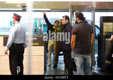 Justin Bieber bei der Ankunft am Flughafen Barcelona, Spanien.  23.11.2016 Stockfoto