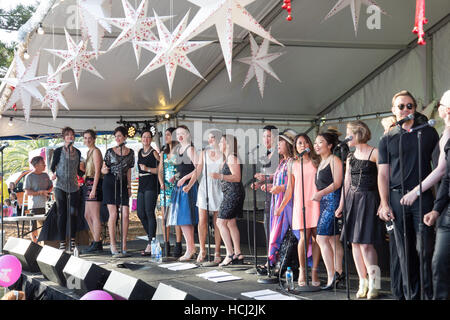 Avalon Beach, Sydney, Australien, Samstag, 10. Dezember 2016. Der Avalon Beach Surf Club veranstaltet jährlich Weihnachtslieder im Beach Concert. martin Beere@alamy Live-Nachrichten. Stockfoto