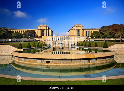 Das Palais de Chaillot und den Gärten des Trocadero, Paris, Frankreich. Stockfoto