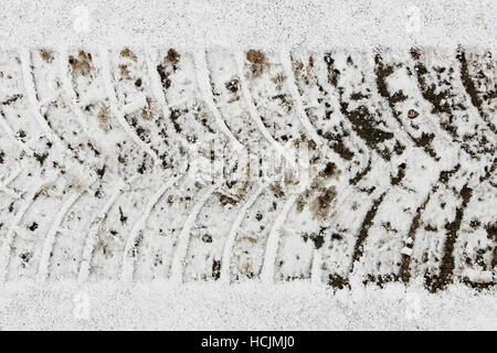 Spur der Lauffläche auf Beschneiungsanlagen. Stockfoto
