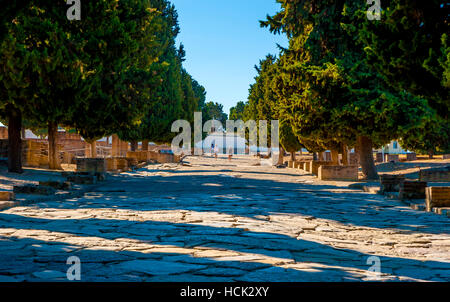 Antike römische Straße in Italica. Straße in die römischen Ruinen von Itálica. Santiponce. Sevilla. Spanien. Stockfoto