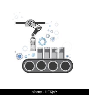Roboter-Fließband Industrieautomation Industrie Produktion Web-Banner Stock Vektor