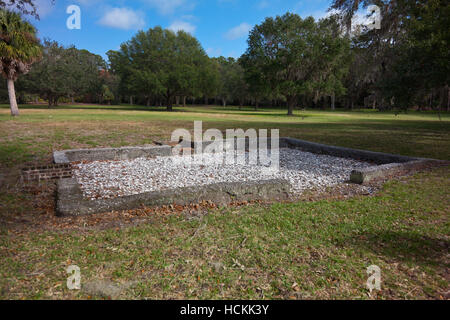 Archäologische Ausgrabungen von Homesites am Fort Frederica National Monument, auf St. Simons Island in Georgia Stockfoto