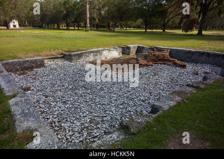 Archäologische Ausgrabungen von Homesites am Fort Frederica National Monument, auf St. Simons Island in Georgia Stockfoto