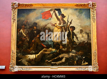 Eugène Delacroix' Gemälde "Die Freiheit führt das Volk" im Louvre, Paris, Frankreich Stockfoto