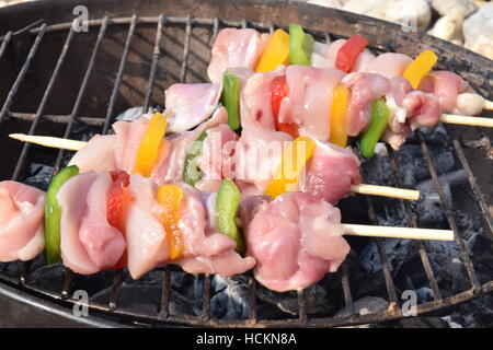 Roh-Spieße auf dem grill Stockfoto
