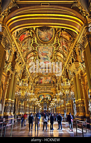 Grand Foyer im Palais Garnier, National Opera House, Paris, Frankreich. Stockfoto