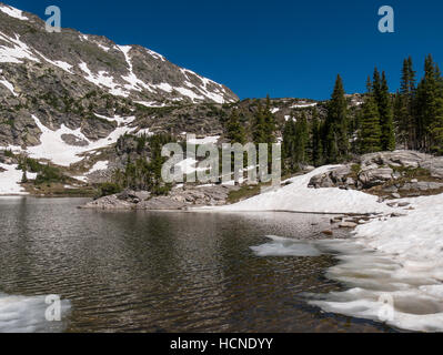 Missouri Untersee, Missouri Lakes Trail, weiß Heilig Kreuz Wildnis, Colorado River National Forest. Stockfoto