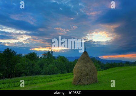 Bauernhof-Szene in Breb Maramures, Rumänien Stockfoto