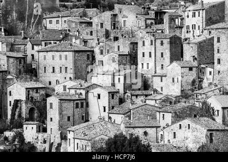 Alte Häuser, Sorano, Toskana, Italien, Europa Stockfoto
