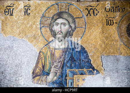 13. Jahrhundert Mosaic Panel von Jesus Christus im Inneren der Hagia Sophia in Istanbul, Türkei Stockfoto