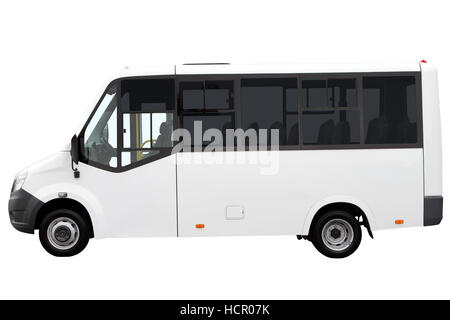 Weißen Kleinbus isoliert auf weißem Hintergrund. Stockfoto
