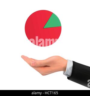 3D Hand, die Geschäft Kreisdiagramm auf weißem Hintergrund Stock Vektor