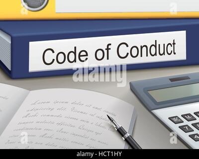Code des Verhaltens Bindemittel isoliert auf dem Bürotisch Stock Vektor