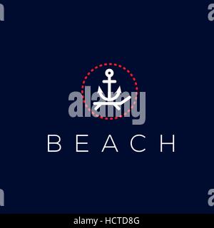 Strand vektor Logo. Strand Emblem. Sommer die Marke ein. Resort label Stock Vektor