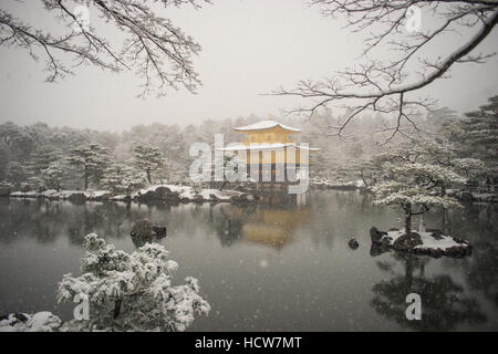 Kinkakuji Tempel im Winter, Kyoto, Japan Stockfoto