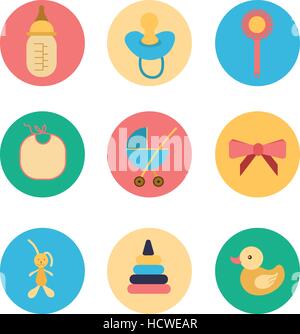 Satz von niedlichen Baby-Symbole, die für große Palette von Anwendungen verwendet werden kann Stock Vektor