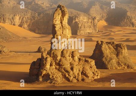 Felsformation im Tadrart, Sahara Wüste, Algerien, Afrika Stockfoto