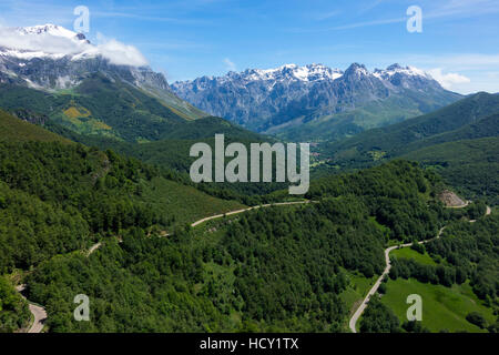 Picos de Europa und Valdeon Tal von Puerto de Panderrruedas, Leon, Spanien Stockfoto