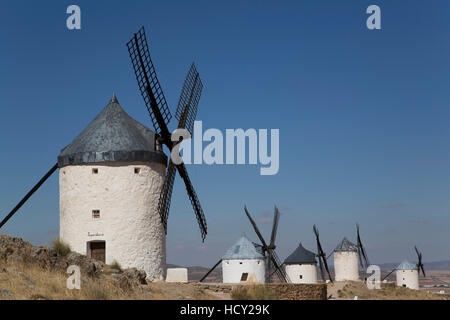 Windmühlen, Consuegra, Kastilien-La Mancha, Spanien Stockfoto