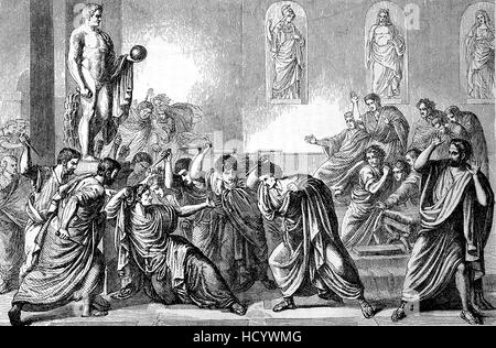 Der Tod von Caesar, 44 BC, Gaius Julius Caesa, Rom, die Geschichte des antiken Rom, Römisches Reich, Italien Stockfoto