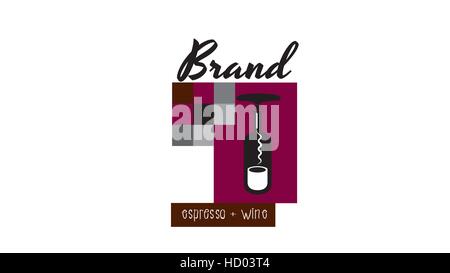 Kaffee und Wein Vektor-Logo Design-Vorlage Stock Vektor