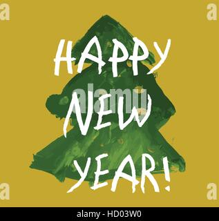 Weihnachtsbaum-Kind gold Neujahrskarte zu ziehen. Stock Vektor