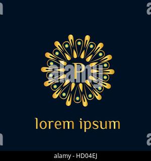 Luxuriöse Buchstaben P-Logo, Boutique-Marke, Immobilien, Eigentum, Lizenzgebühren, Schriftzug, Logo, Vektor-Logo-Vorlage. Goldenen Monogramm Stock Vektor