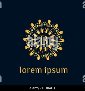 Luxuriöse Buchstabe B-Logo, Boutique-Marke, Immobilien, Eigentum, Lizenzgebühren, Schriftzug, Logo, Vektor-Logo-Vorlage. Goldenen Monogramm Stock Vektor