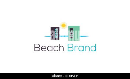 Strand-Hotel-Vektor-Logo-Design-Vorlage Stock Vektor