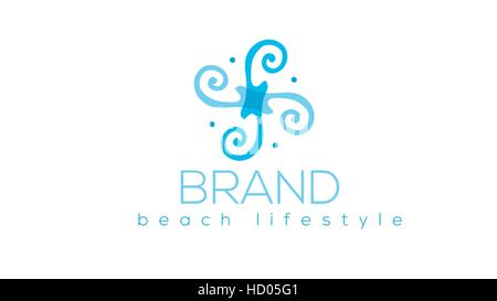 Strand-Leben-Vektor-Logo-Design-Vorlage Stock Vektor